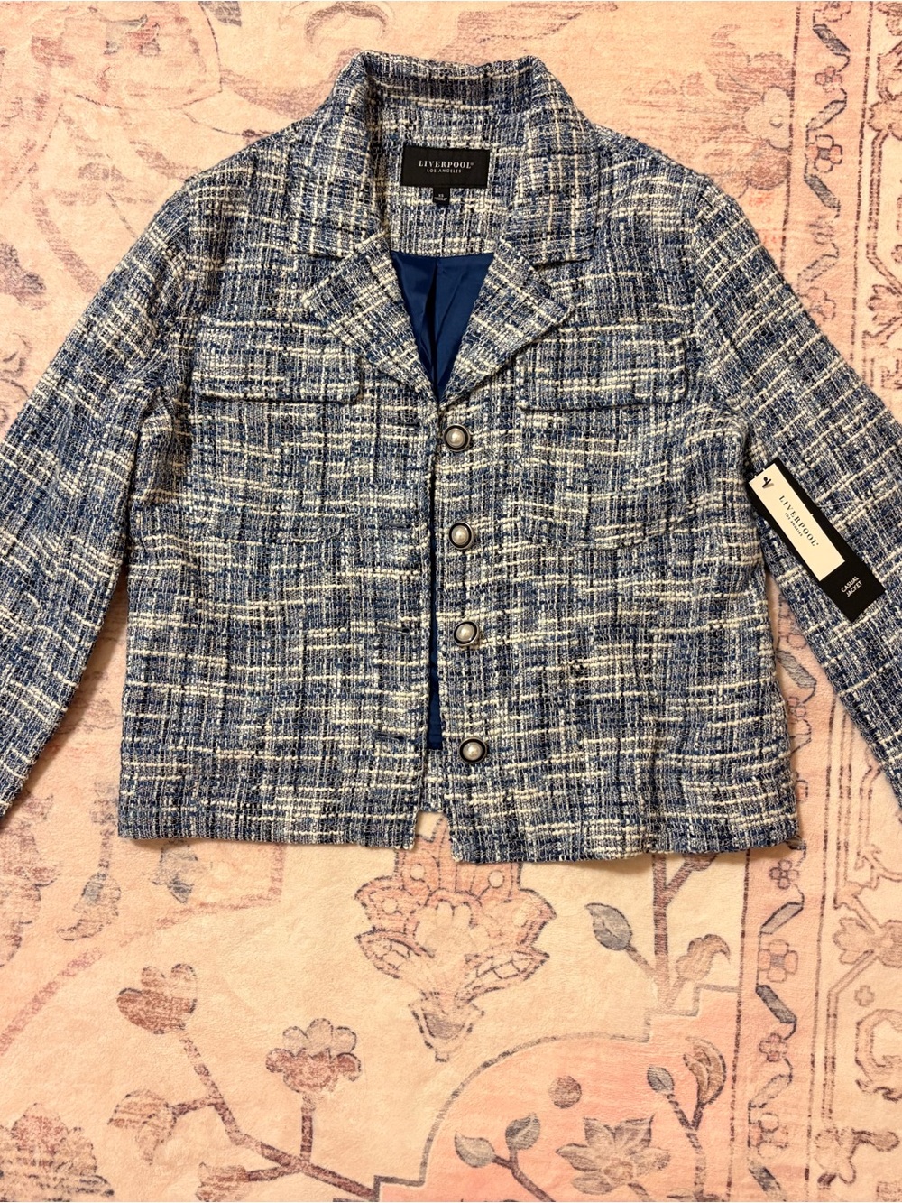 Liverpool Blue Tweed Pea Coat